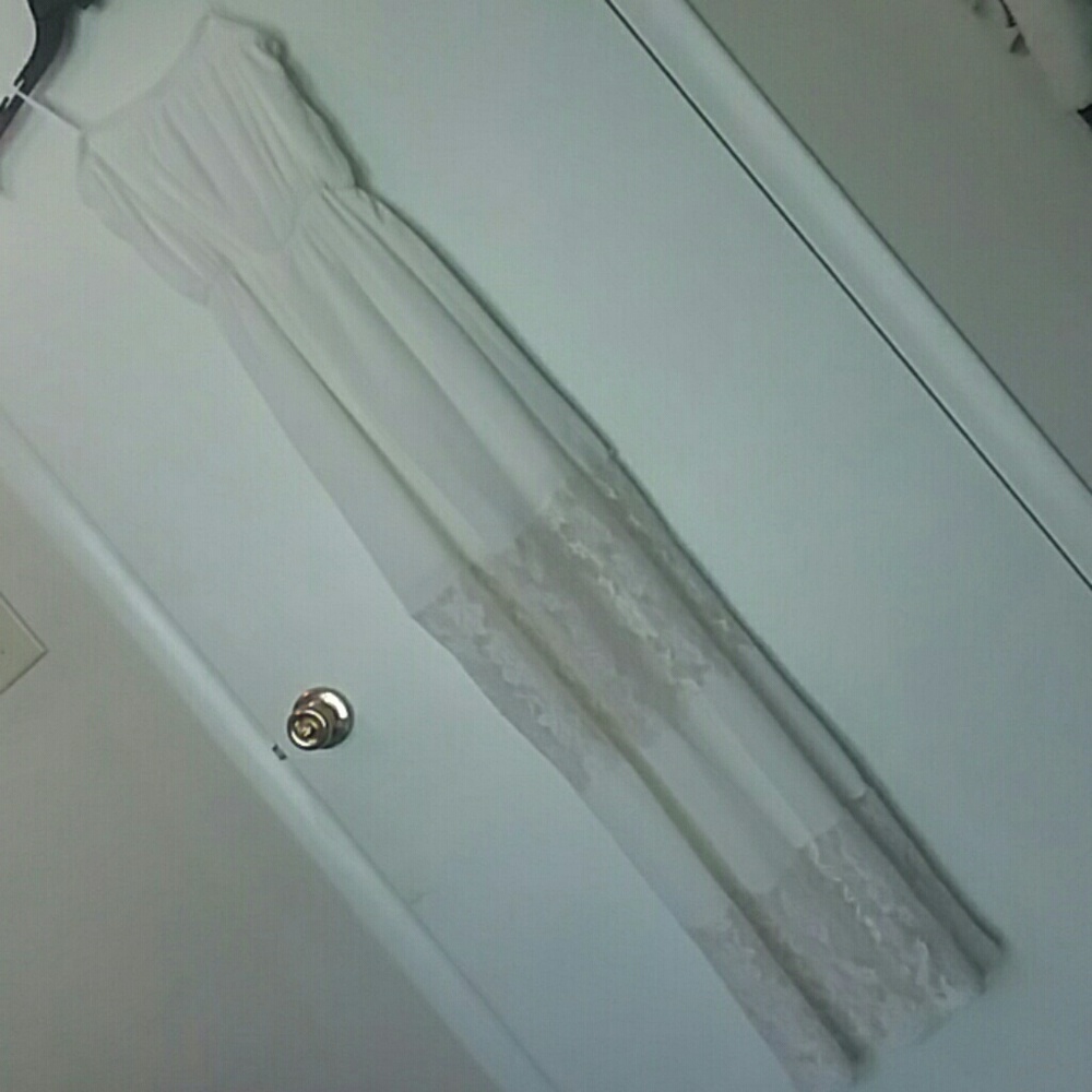 NWOT White strapless maxi dress with lace